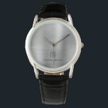 Elegantes Mit Monogramm Silber Grau gebürstetes Me Armbanduhr<br><div class="desc">Personalisierte elegante Mit Monogramm silbergraue Metalluhr.</div>