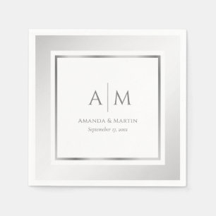 Elegantes Mit Monogramm Silberhochzeitpapier Napki Serviette