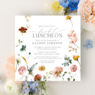 Elegantes Mittagessen zur Hochzeit Gartenblumen Einladung