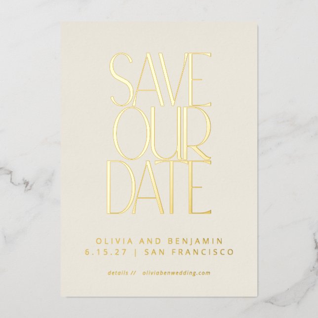 Elegantes Mittelalter Modernes Gold Save the Date Folieneinladung (Vorderseite)