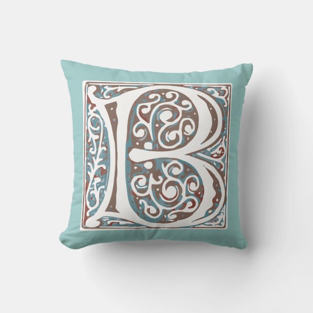 Elegantes mittelalterliches antikes Monogramm des Kissen (Vorderseite)