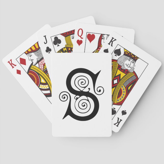 Elegantes mittelalterliches antikes Monogramm des Spielkarten (Rückseite)