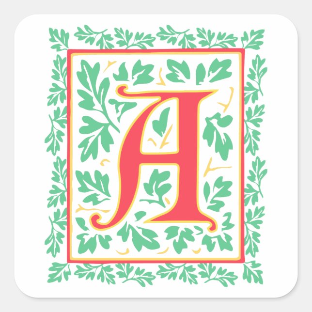 Elegantes mittelalterliches Letter Ein antikes Mon Quadratischer Aufkleber (Vorderseite)