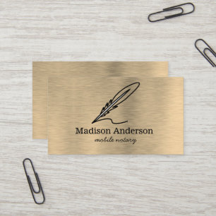 Elegantes Mobile Notary Quill Gold Brushed Metal Visitenkarte