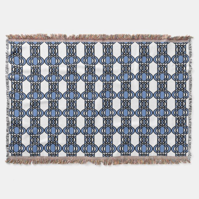 Elegantes Mod Blue Abstrakt Scarab Muster Decke (Vorderseite)