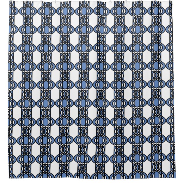 Elegantes Mod Blue Abstrakt Scarab Muster Duschvorhang (Vorderseite)