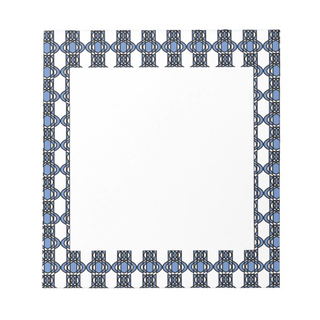 Elegantes Mod Blue Abstrakt Scarab Muster Notizblock (Vorderseite)