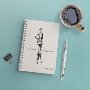 Elegantes Mode-Portfolio Frühjahrs-Skizze Notizblock