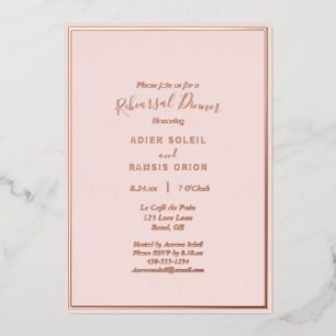 Elegantes Modern Blush Rose Probe Abendessen Folieneinladung