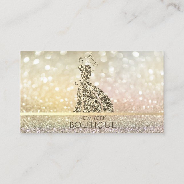 Elegantes Modern Bokeh Gold Glitzer Dress Visitenkarte (Vorderseite)