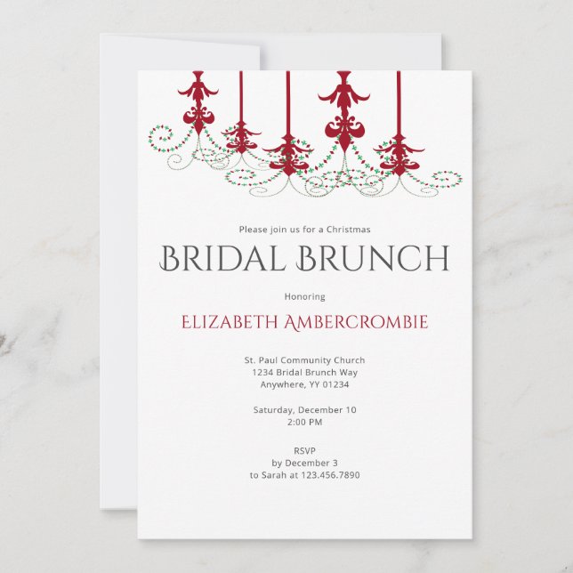Elegantes Modern Christmas Bridal Brunch Einladung (Vorderseite)