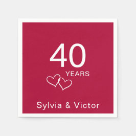 Elegantes Modern Custom Ruby 40-jähriges Party Serviette