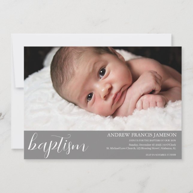 Elegantes Modern Elegantes Christliches Foto | Tau Einladung (Vorderseite)