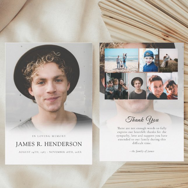 Elegantes Modern Foto Beileid Gedenkfeier Beerdigu Dankeskarte (Von Creator hochgeladen)
