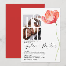 Elegantes Modern Foto Poppy Red Wedding