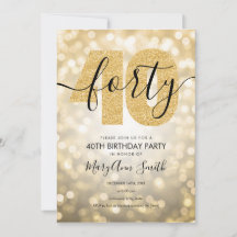 Elegantes Modern Gold 40. Geburtstag Party