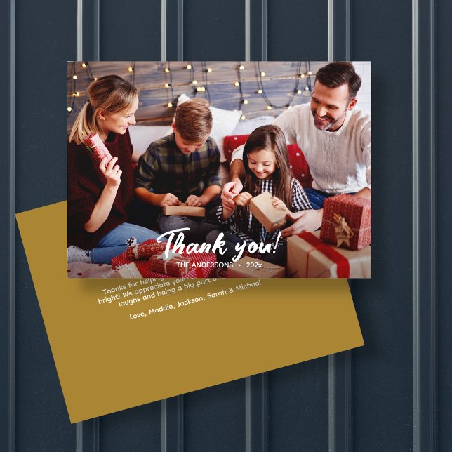 Elegantes Modern Gold Holiday Foto Dankeskarte (Von Creator hochgeladen)