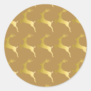 Elegantes Modern Gold Weihnachtsmann-Muster Runder Aufkleber