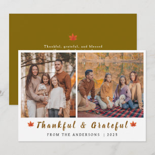 Elegantes Modern Happy Thanksgiving Herbst 2 Foto Feiertagskarte