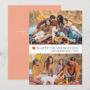 Elegantes Modern Happy Thanksgiving Herbst 2 Foto Feiertagskarte