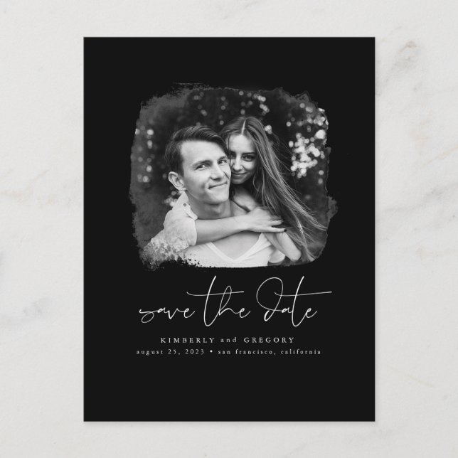 Elegantes Modern Minimalistisches Save the Date Fo Ankündigungspostkarte (Vorderseite)