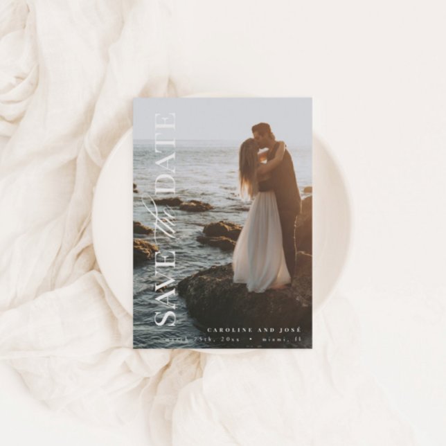 Elegantes Modern Portrait Foto Save the Date Postc Postkarte (Von Creator hochgeladen)