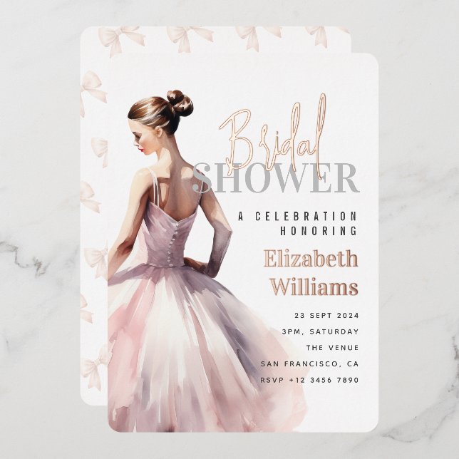 Elegantes Modern Rose Gold Brautparty Party Folieneinladung (Vorderseite/Rückseite)