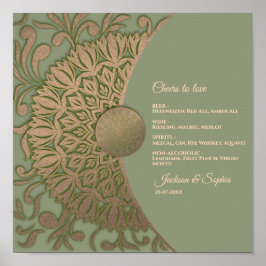 Elegantes Modern Sage Green & Gold Klassik-Zeichen Poster