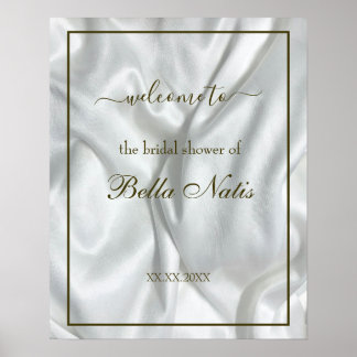 Elegantes Modern Satin Brautparty Begrüßungszeiche Poster