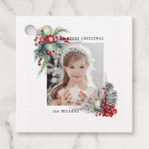 Elegantes Modern Watercolor Weihnachten Foto Geschenkanhänger