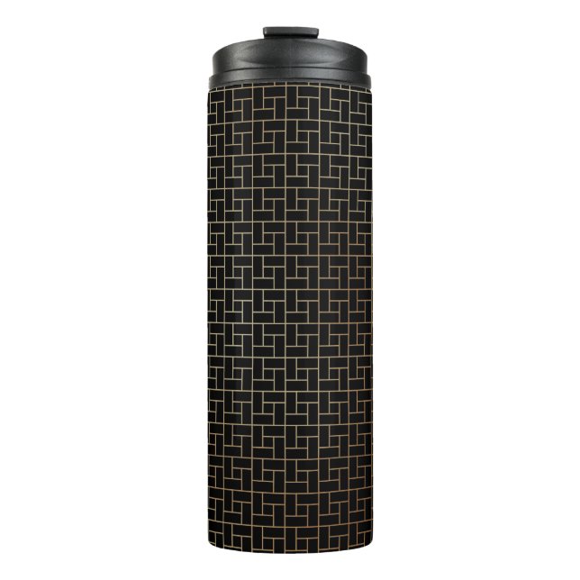Elegantes modernes Abstraktes Gold Basket Weave Mu Thermosbecher (Vorderseite)