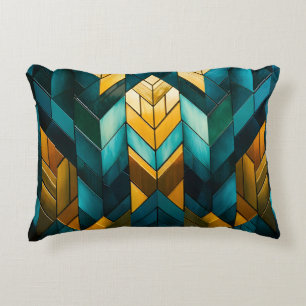 Elegantes modernes abstraktes Gold Teal Geometrisc Dekokissen
