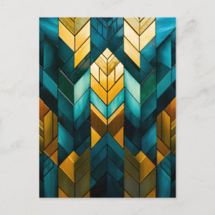 Elegantes modernes abstraktes Gold-Teal-Geometrisc Feiertagspostkarte