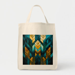Elegantes modernes abstraktes Gold Teal Geometrisc Tragetasche