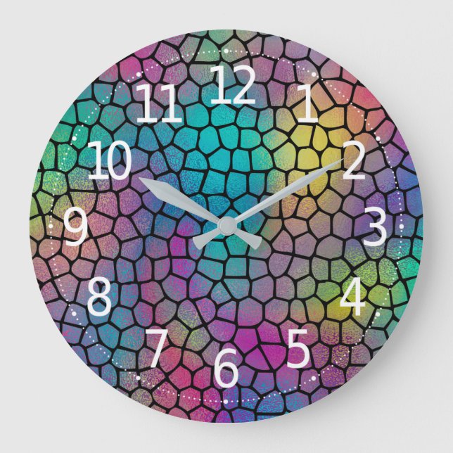 Elegantes modernes, Abstraktes Mosaikmuster Große Wanduhr (Vorderseite)