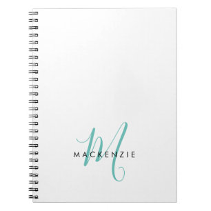 Elegantes, modernes Aquamarines Script Monogram Notizblock