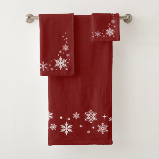 Elegantes modernes Bad Handtuch Set, Schneeflocken Badhandtuch Set