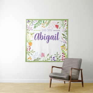 Elegantes modernes Bat Mitzvah Foto Hintergrund Wandteppich