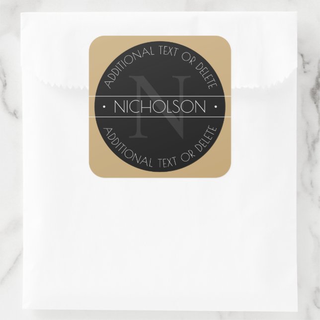 Elegantes, modernes, bearbeitbares Monogramm-Schwa Quadratischer Aufkleber (Tasche)