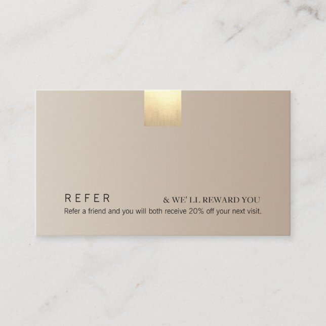 Elegantes, modernes Beige-Gold-Akzent Visitenkarte (Vorderseite)