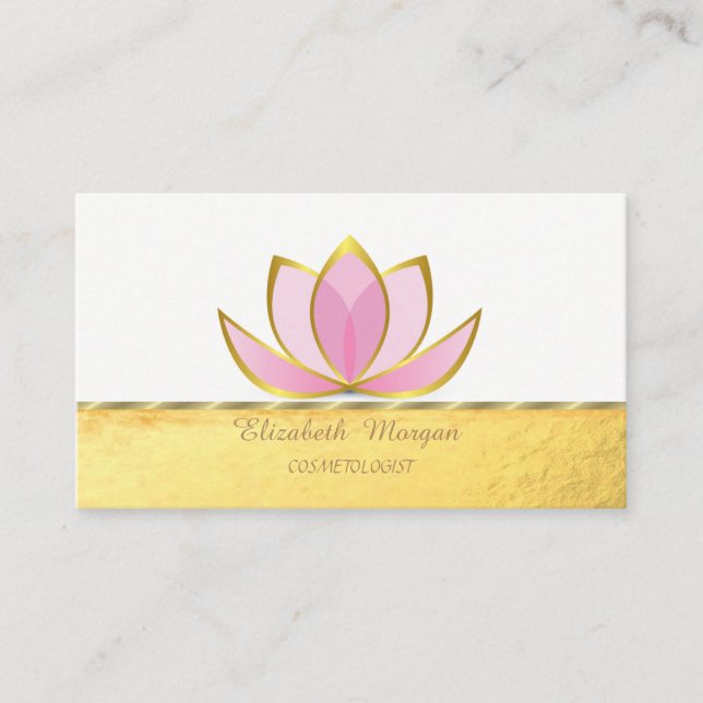 Elegantes modernes Berufliches Imitat Gold Lotus Visitenkarte (Vorderseite)