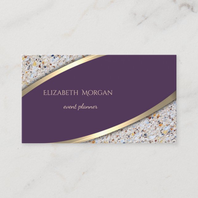 Elegantes modernes Berufliches Violett, Gold, Marm Visitenkarte (Vorderseite)