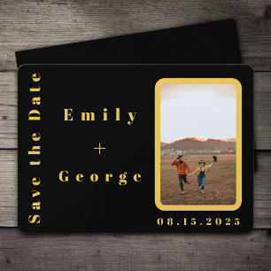 Elegantes modernes Black and Gold Couple Foto Hoch Save The Date