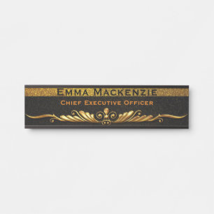 Elegantes modernes Black and Gold Office Türzeiche Türschild