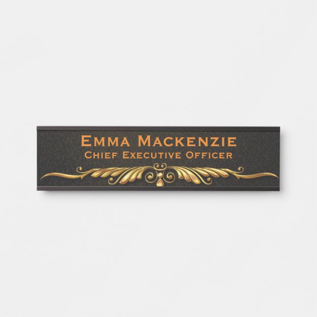 Elegantes modernes Black and Gold Office Türzeiche Türschild (Vorderseite )