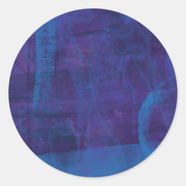 Elegantes, modernes Blau und Lila Spritzer Malerei Runder Aufkleber