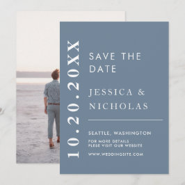 Elegantes, modernes, blaues einfaches Hochzeitssze Save The Date