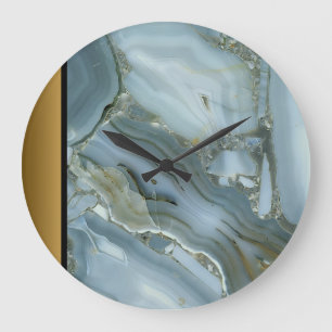 Elegantes, modernes blaues graues Marmormuster Große Wanduhr
