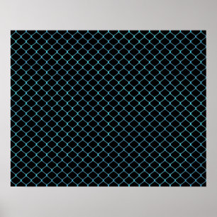 Elegantes modernes blaues Teal-Zaun-Kettenmuster   Poster