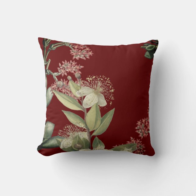 Elegantes modernes Blumendesign Burgundy Kissen (Vorderseite)